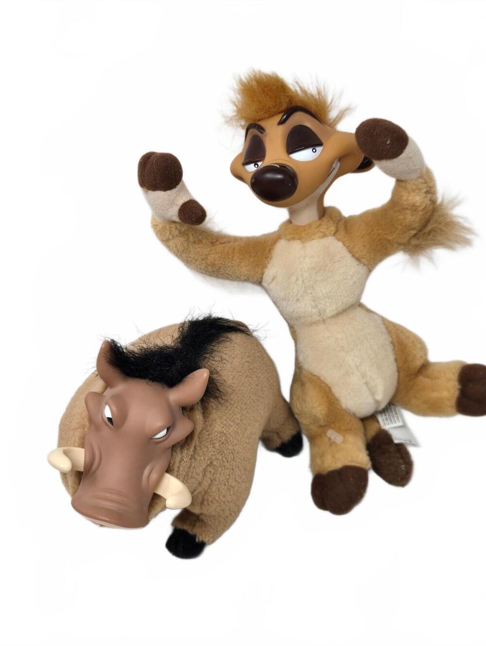 1994 Disney The Lion King Timon and Pumbaa plush toy set Vinyl Faces GUC